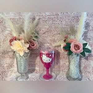 Hello Kitty 40oz Pink Glass Goblet Cup New in Box